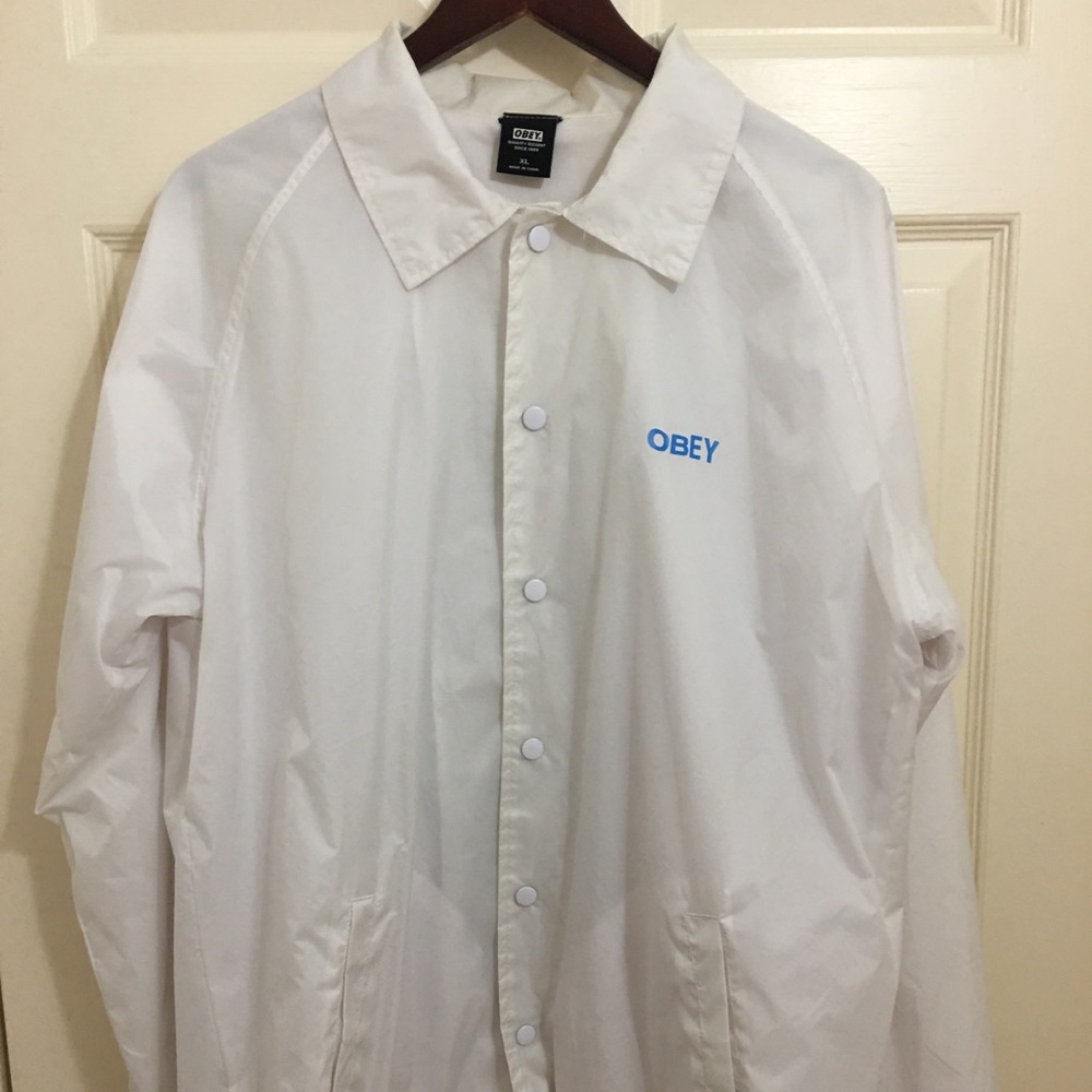 White Obey XL RainJacket